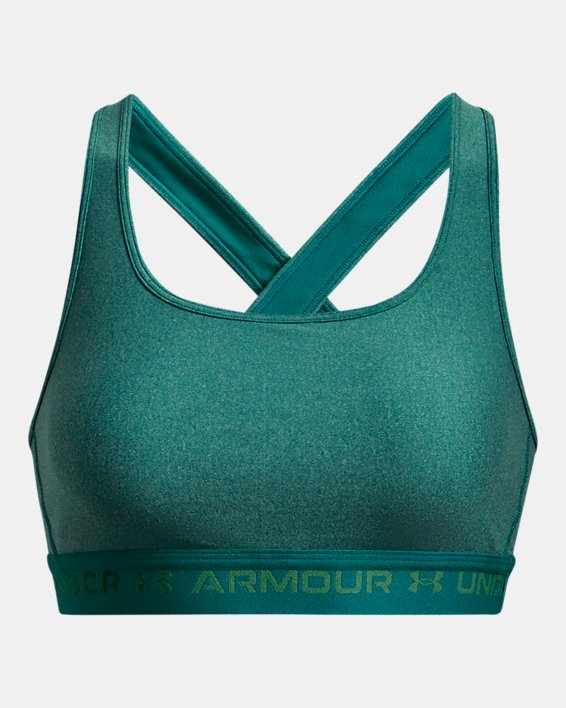Women's Armour® Mid Crossback Heather Sports Bra in Green image number 10